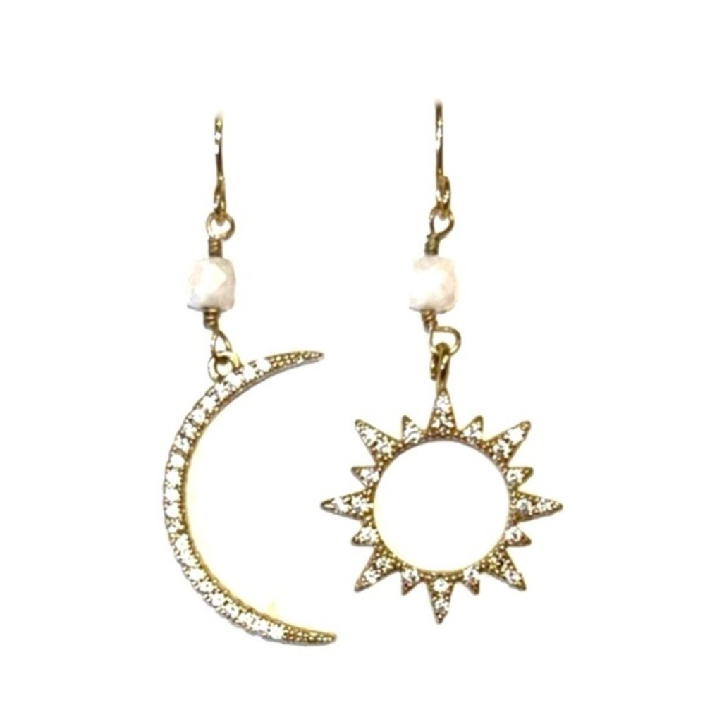 Gold Sun and Moon Earrings